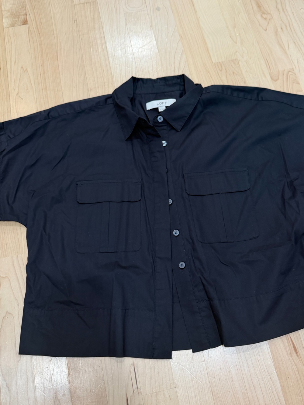 LOFT Black Utility Button-Up Shirt